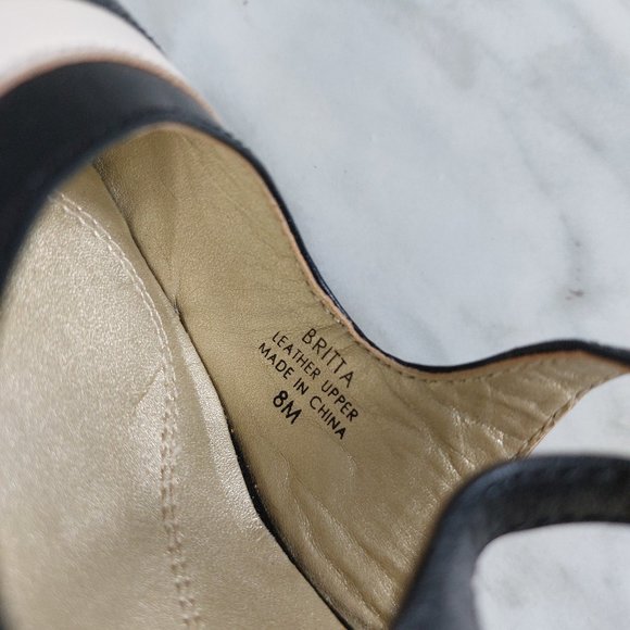 Tahari Britta Women's Black and Beige Trim Point Toe Strapped Heel Sandals  8M - Picture 7 of 8